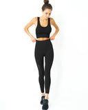 Mesh Seamless Legging With Ribbing Detail - Black