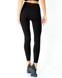 Mesh Seamless Legging With Ribbing Detail - Black
