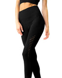 Mesh Seamless Legging With Ribbing Detail - Black