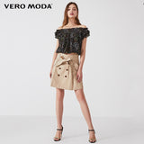 Vero Moda Women‘s Floral Ruffled Sleeves Elasticized Waist Tops Blouse