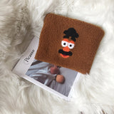 winter cartoon handbags plush shoulder bag  cute bear face embroidery