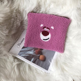winter cartoon handbags plush shoulder bag  cute bear face embroidery