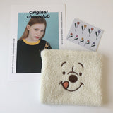winter cartoon handbags plush shoulder bag  cute bear face embroidery