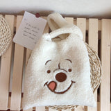 winter cartoon handbags plush shoulder bag  cute bear face embroidery