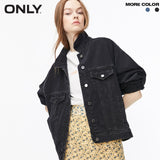 ONLY Women's Loose Fit Ripped Denim Jacket