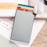 RFID Anti-theft Smart Wallet Thin ID Card Holder Unisex Automatically Solid Metal Bank