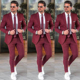 Elegant Custom Burgundy Men Suit Blazers For Party Prom 2 Pieces Jacket + Pants