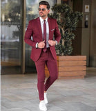 Elegant Custom Burgundy Men Suit Blazers For Party Prom 2 Pieces Jacket + Pants