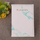 Fashion Women Men Passport Cover Pu Leather Marble Style