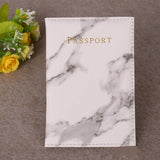 Fashion Women Men Passport Cover Pu Leather Marble Style