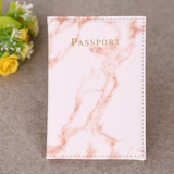 Fashion Women Men Passport Cover Pu Leather Marble Style