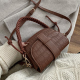 Stone Pattern Leather Crossbody Bag
