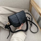 Stone Pattern Leather Crossbody Bag