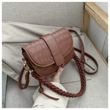 Stone Pattern Leather Crossbody Bag