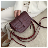 Stone Pattern Leather Crossbody Bag