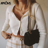 Aproms Candy Color Ribbed Knitted Cardigan Women Autumn Winter