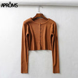 Aproms Candy Color Ribbed Knitted Cardigan Women Autumn Winter