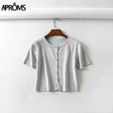 Aproms Candy Color Ribbed Knitted Cardigan Women Autumn Winter