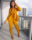 New Women Winter Women's Set Tracksuit Full Sleeve Ruffles Blazers Pencil Pants Suit Two Piece