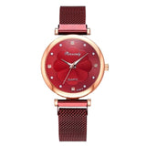 Fashion 5pcs Set Women Watches Luxury Magnet Buckle Flower Rhinestone Watch Ladies Quartz