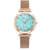Fashion 5pcs Set Women Watches Luxury Magnet Buckle Flower Rhinestone Watch Ladies Quartz
