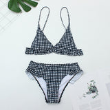 Plaid Sexy Women Bikini Set 2020 New Push Up Ruffles Padded Swimwear Bikini