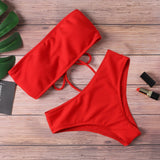 2020 nuevo Bikini para mujer, traje de baño de cintura alta sin tirantes,