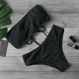 2020 nuevo Bikini para mujer, traje de baño de cintura alta sin tirantes,